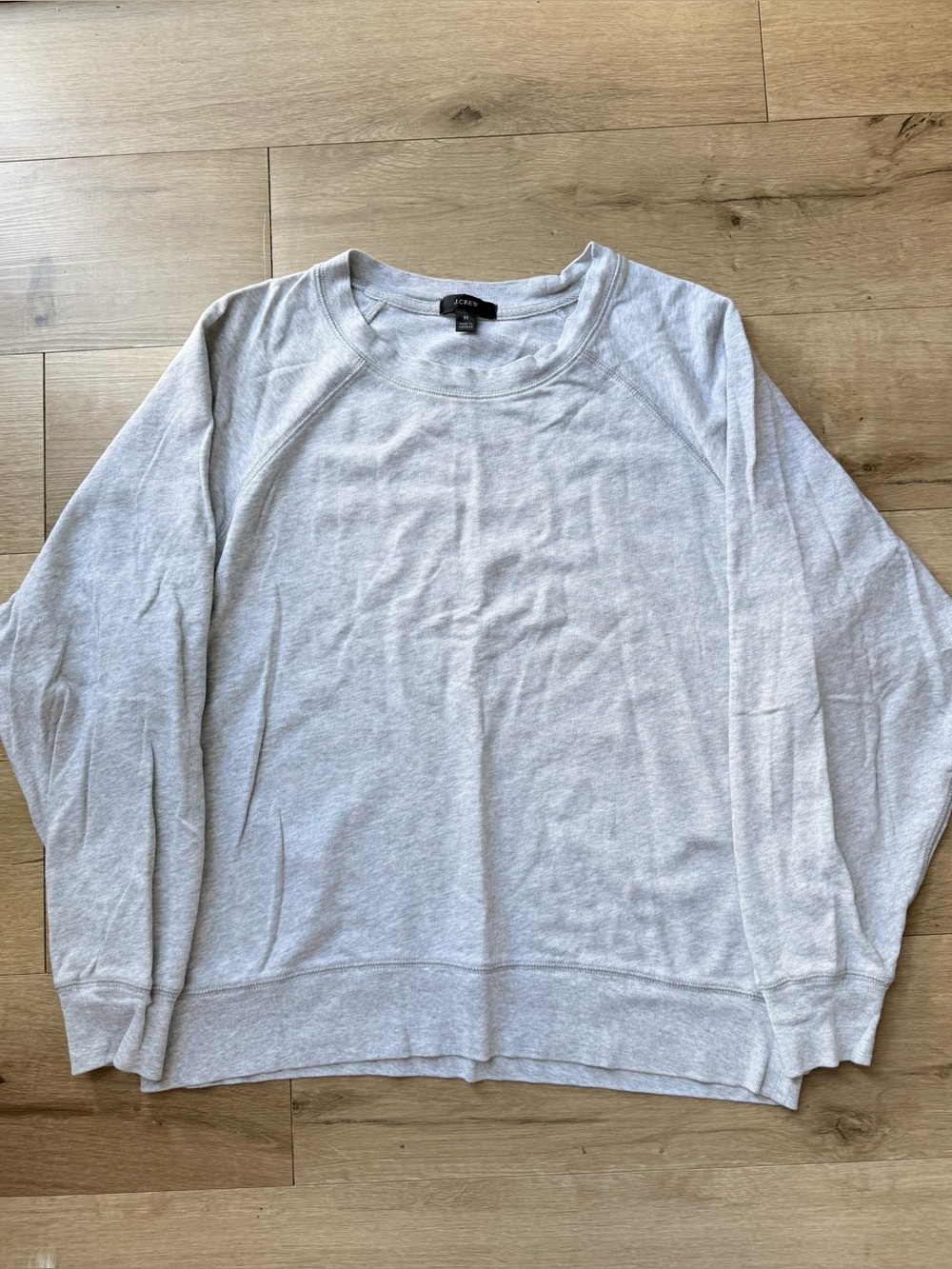 J.Crew Light Heather Gray Crewneck Sweatshirt Lightweight Pullover Raglan Lounge